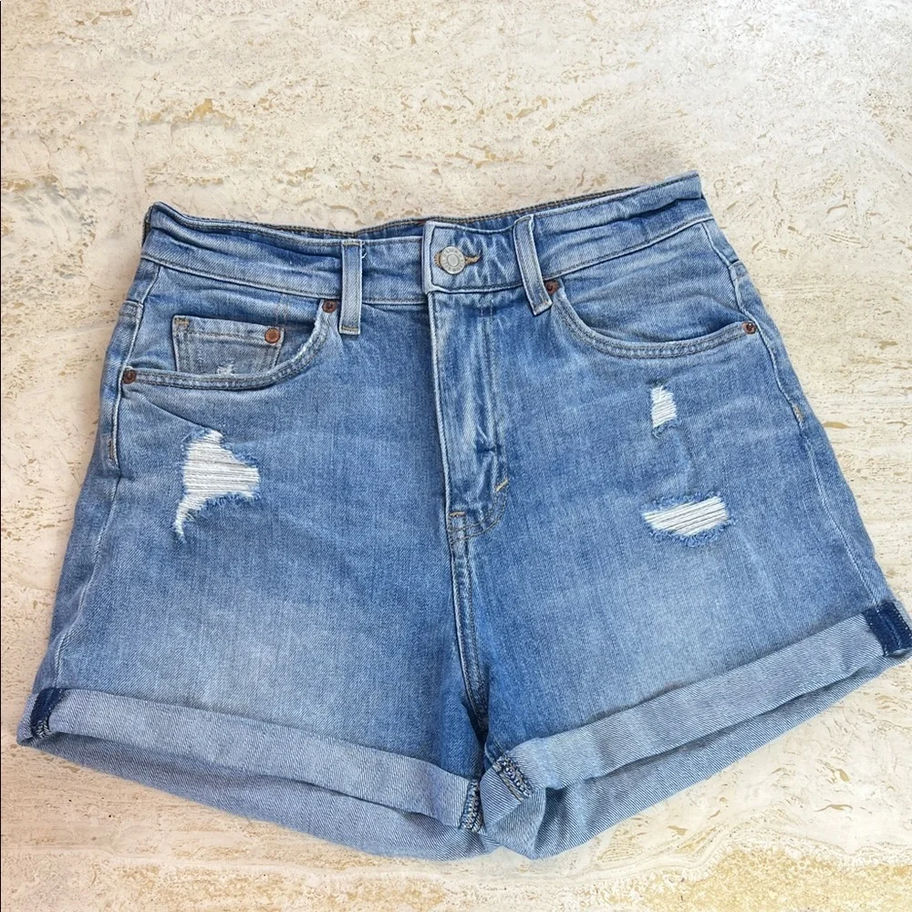 & DENIM high waist jean denim shorts women’s size 6 - Picture 1 of 11